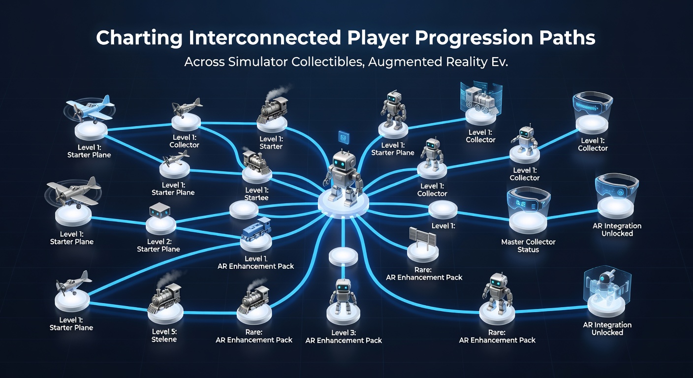 Diagram showing how augmented reality milestones connect to simulator upgrades and battle incentives