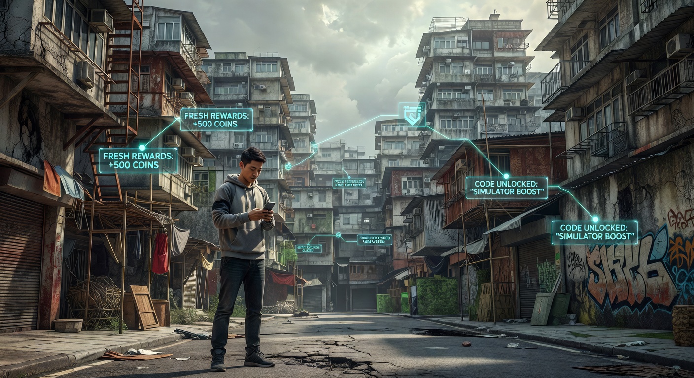 Dynamic collage of AR adventure gameplay on mobile, featuring augmented reality overlays of virtual creatures in real-world environments alongside life simulator decision trees and reward pop-ups