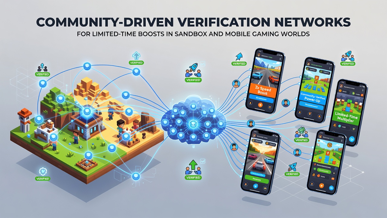 Mobile and sandbox game interfaces displaying verified limited-time boosts