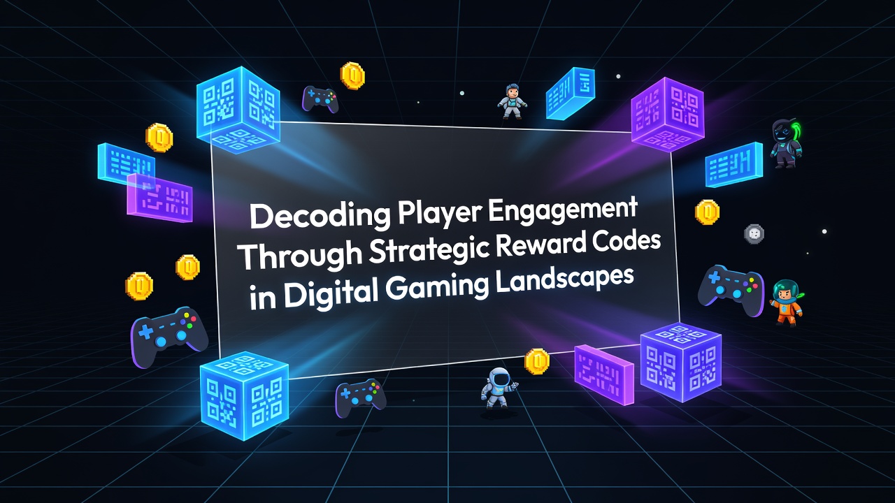 Visual representation of reward code mechanics integrated into various digital game interfaces showing player progression and item unlocks