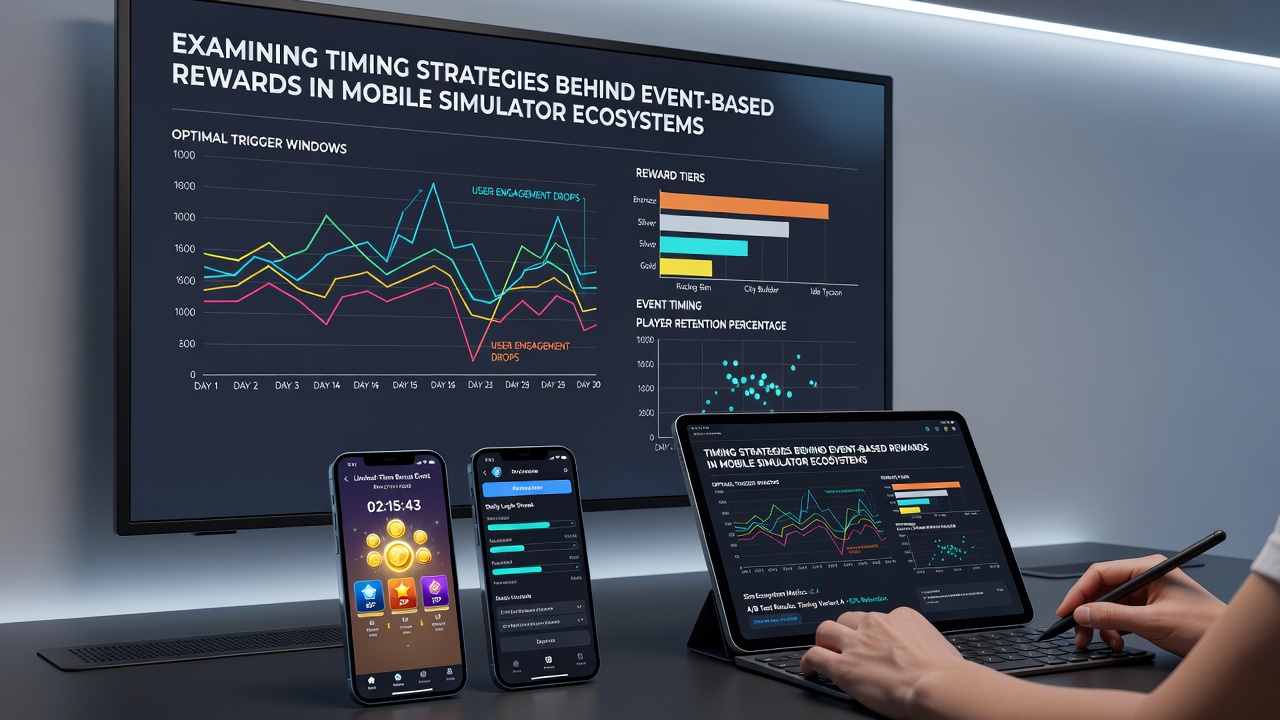 Mobile simulator game interface showing timed event rewards and progress tracking