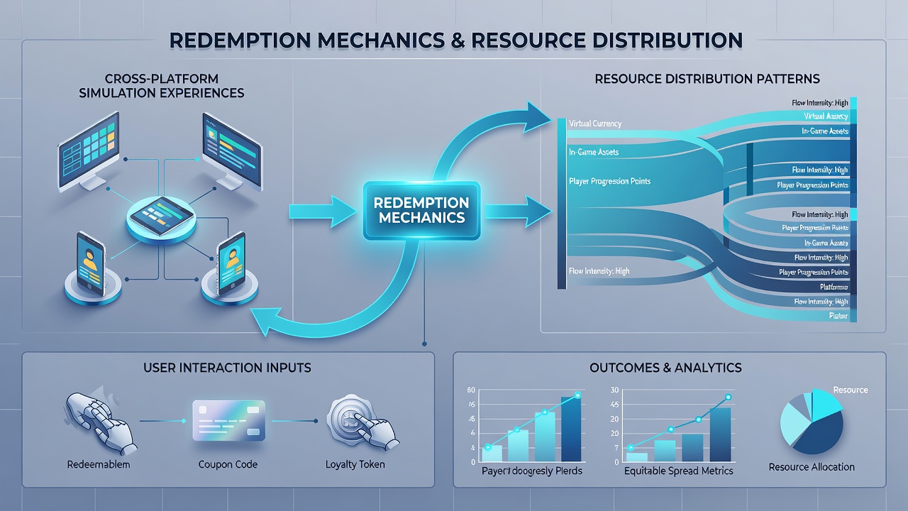 Chart illustrating resource distribution shifts following redemption events in multi-platform simulators