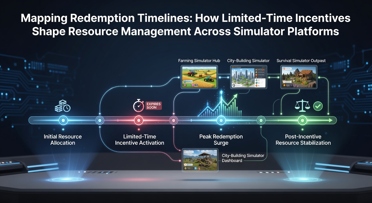 Illustration showing timelines and resource management in simulator games with limited-time incentives