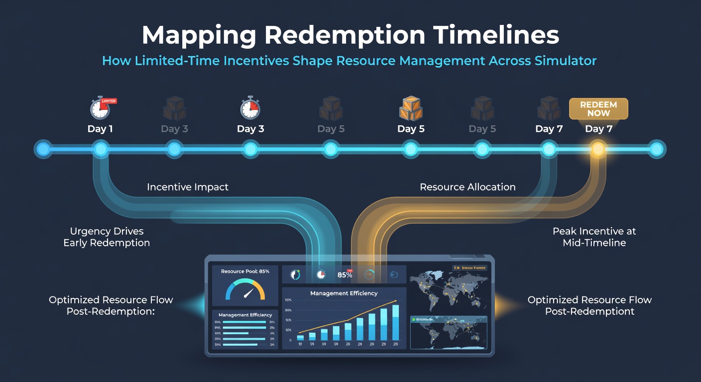 Diagram of overlapping redemption timelines and their impact on in-game resource flows in simulators