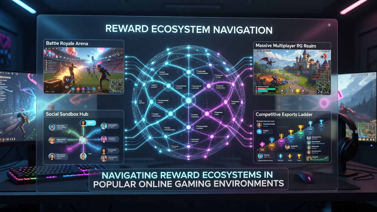 Detailed view of in-game reward progression interfaces and currency flows