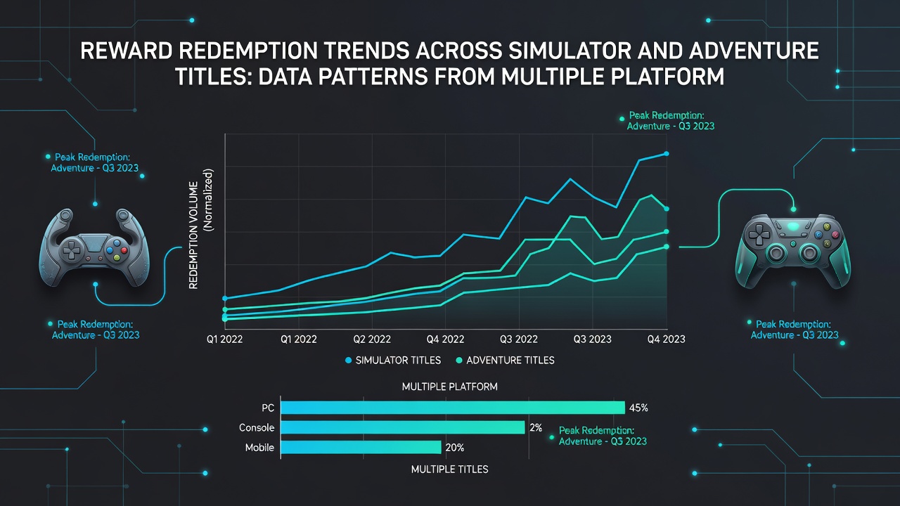 Comparative chart of redemption trends in adventure versus simulator games across mobile, PC, and console platforms