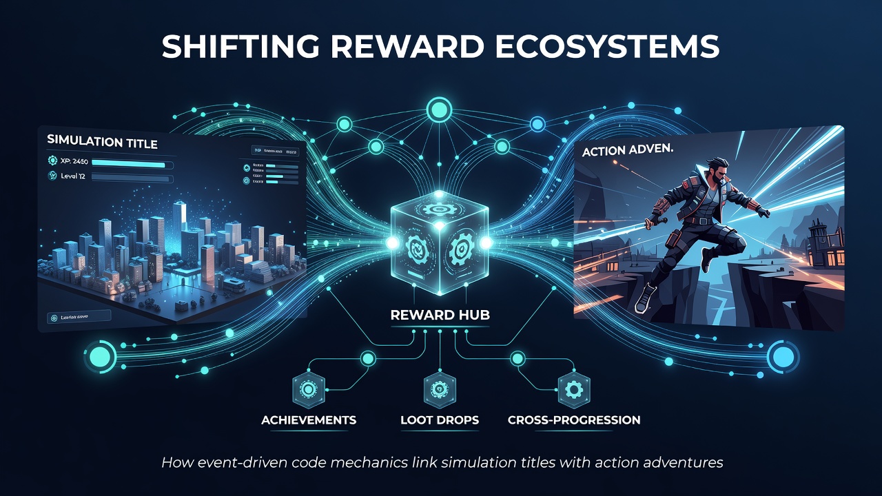 Cross-platform reward synchronization between simulation and action adventure titles