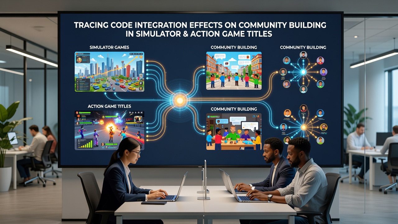 Action game community members discussing code strategies during an in-game event