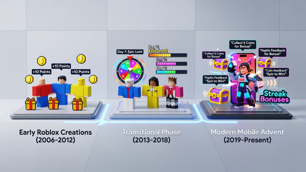 Modern mobile game screenshot displaying advanced bonus systems including battle passes, daily streaks, and reward tiers in a contemporary adventure title
